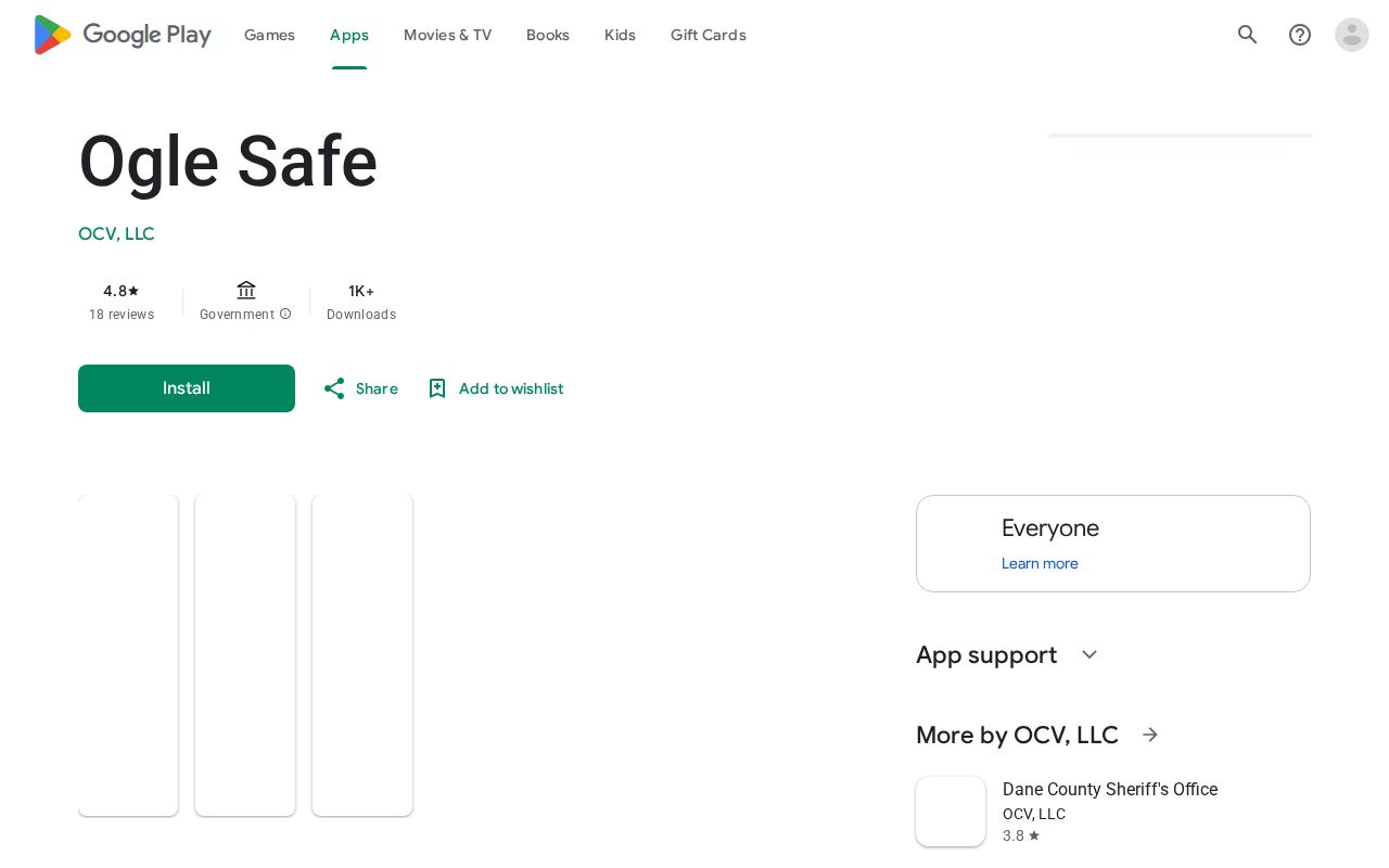 Official Ogle Safe mobile application listing