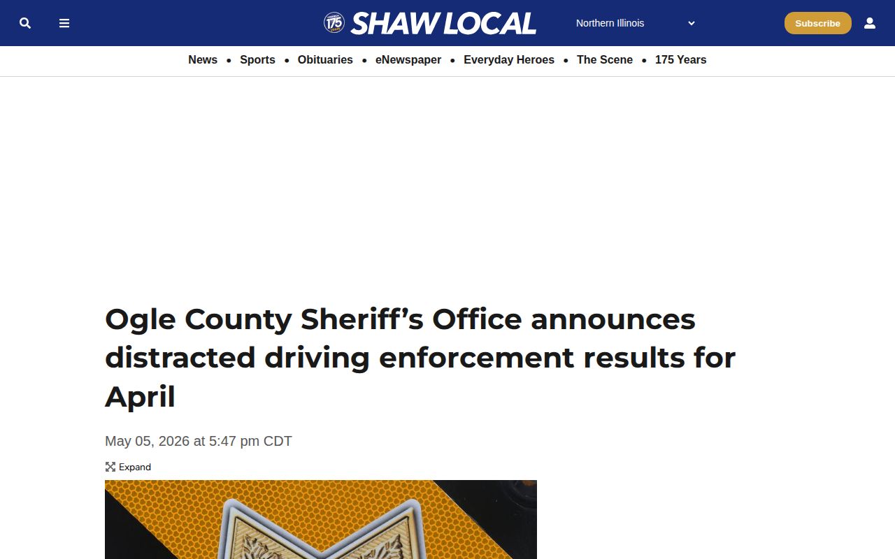 Shaw Local report on Ogle County traffic enforcement results
